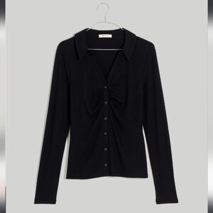 Madewell Ruched Polo Cardigan